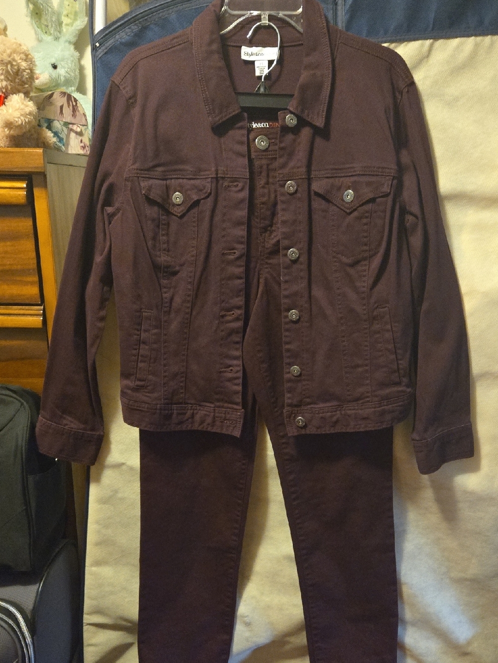 Style & Co. Dark Plum Denim Jean Suit